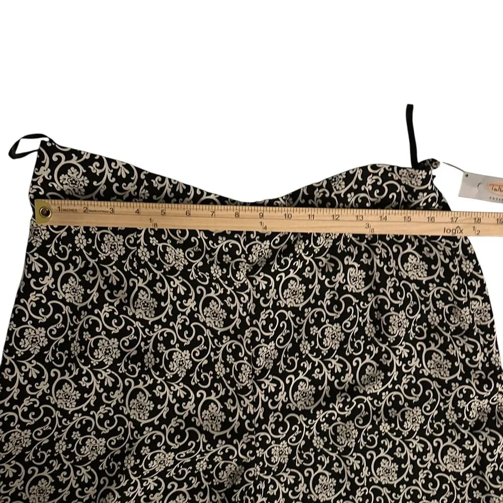 Talbots‎ Petites Black & White Floral Pure Silk Dress Pants Side Zip Size 16 NWT